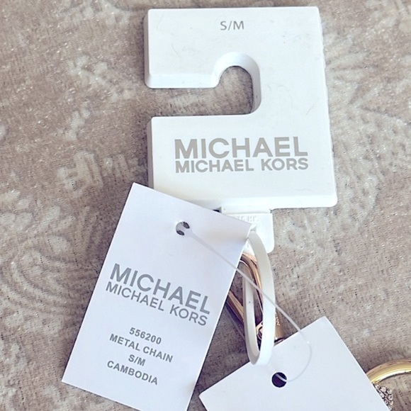 Brand New Michael Kors Gold Tone Metal Chain Belt Rhinestone Logo Buckle Cinched main image 4